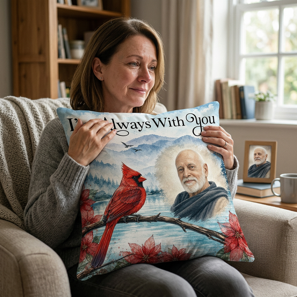 Personalized Memorial Photo Pillow with Cardinal - I'm Always With You Sympathy Keepsake Gift - Image 4