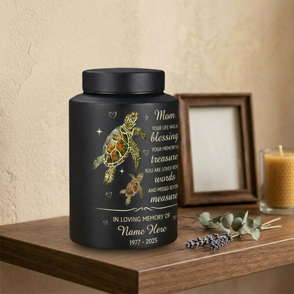 Personalized Sea Turtle Mom Stainless Steel Mother Bereavement Funeral Ash Holder Adult Female Decorative Vessel Silver Black Gold Red Memorial Keepsake Urn, Memorial Gift, In Loving Memory - Image 4