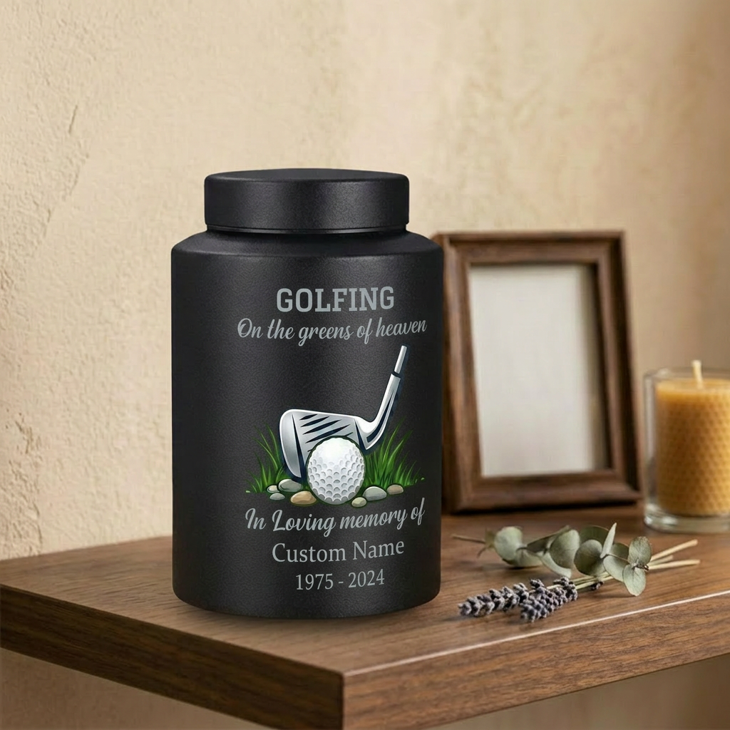 Personalized Golf Players Stainless Steel Cremation Urns For Human Ashes Adult Male Female On The Greens Of Heaven Funeral Small Large Memorial Keepsake Urn, Memorial Gift, In Loving Memory - Image 4