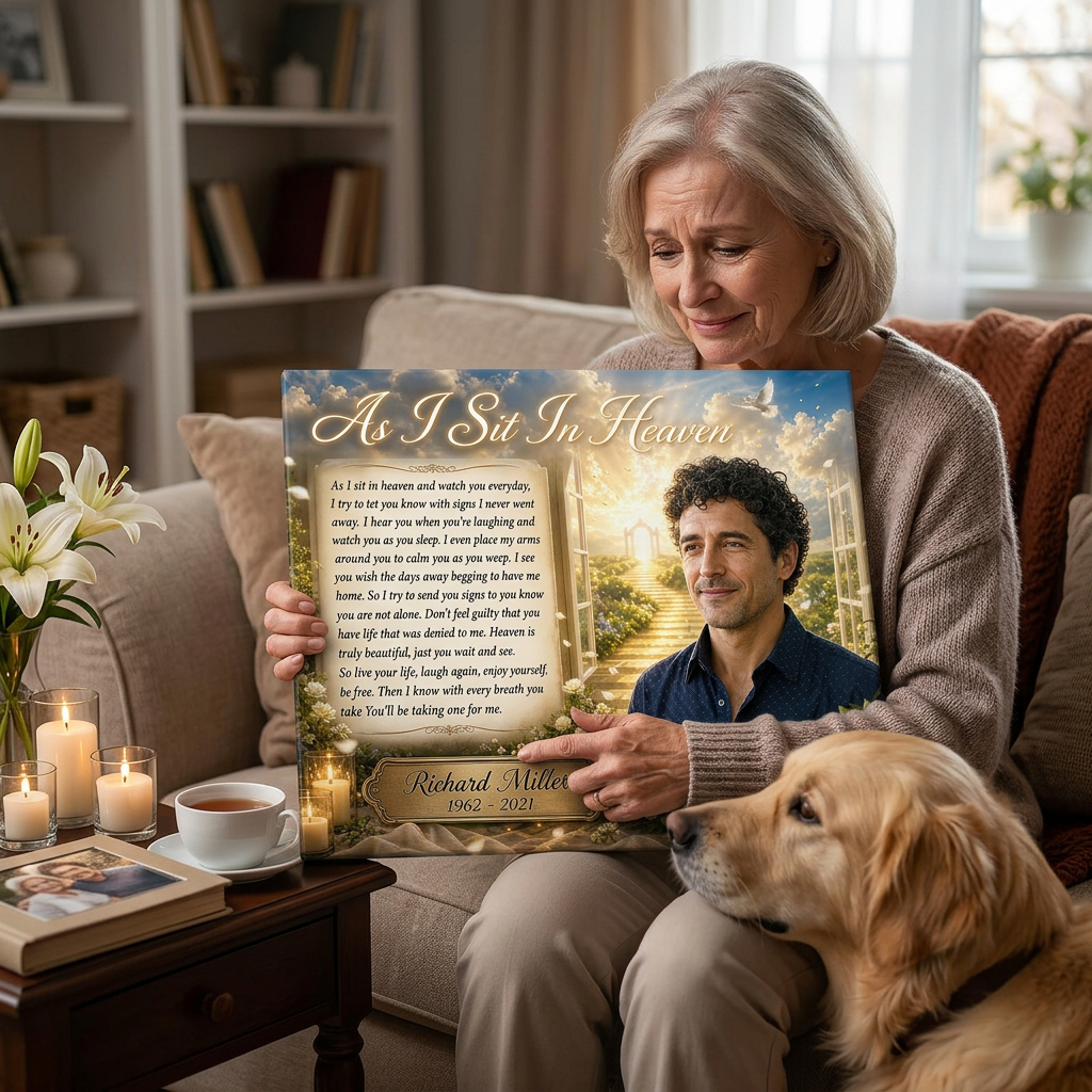 Personalized Memorial Photo Wall Canvas - As I Sit In Heaven Sympathy Gift for Loss of Loved One - Image 4