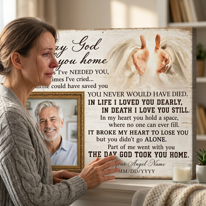 Personalized Memorial Wall Canvas with Photo Christian Sympathy Gift for Loss of Loved One - Image 4