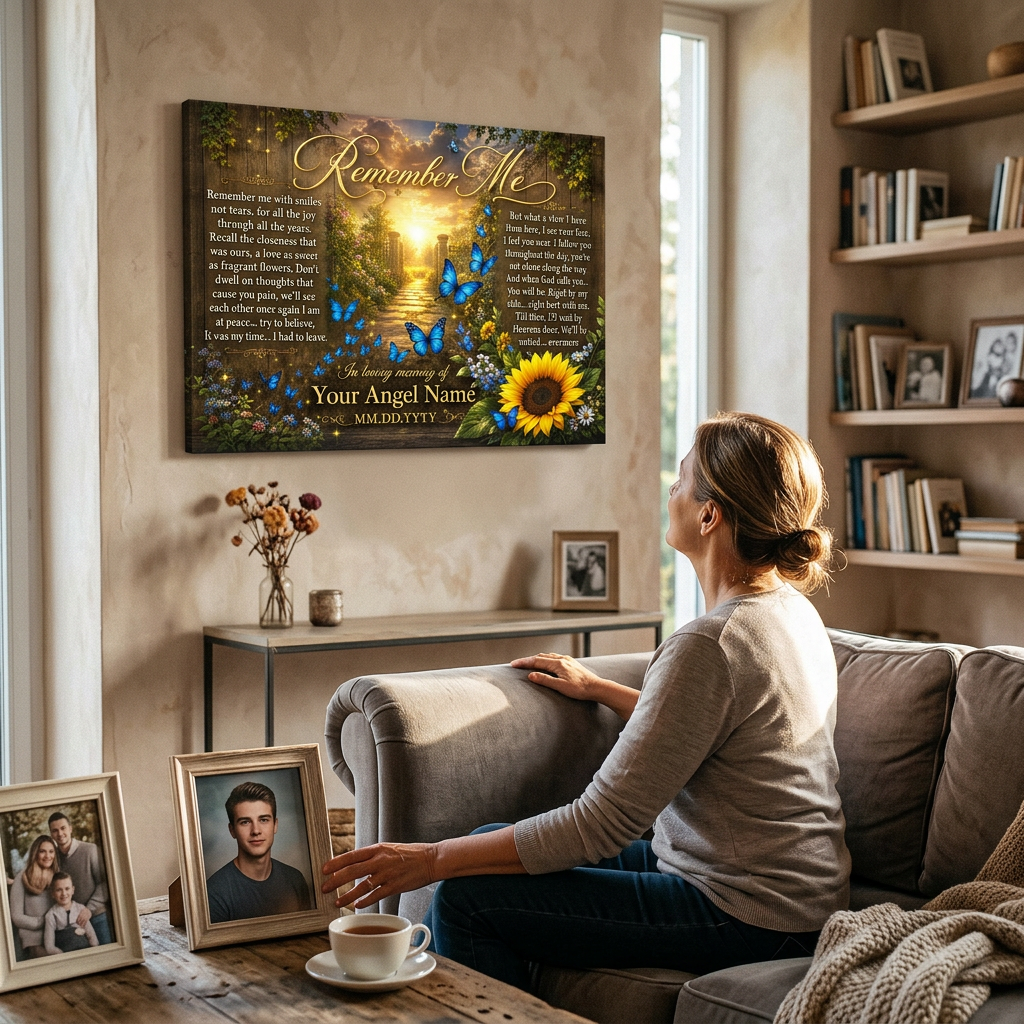 Personalized Remember Me Memorial Canvas Wall Art Sympathy Gift for Loss - Image 4