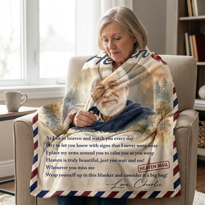 Personalized Letter From Heaven Memorial Photo Fleece Blanket - Sympathy Gift for Loss of Dad or Grandpa - Image 4