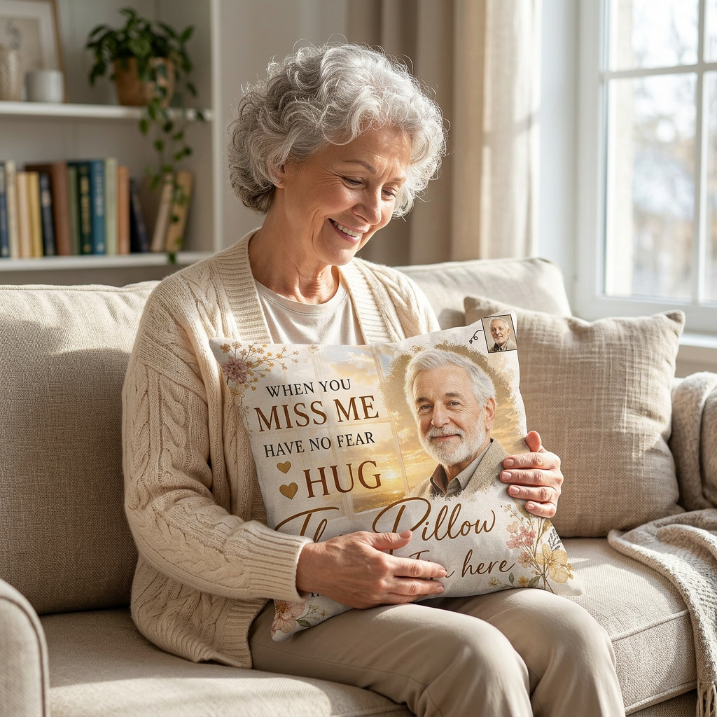 Custom Memorial Photo Pillow When You Miss Me Remembrance Gift for Loss of a Loved One - Image 4