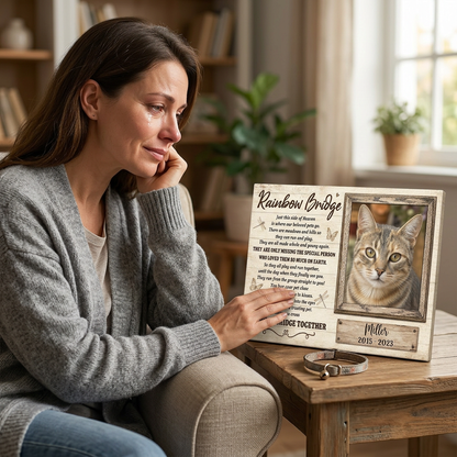 Personalized Cat Memorial Canvas Wall Art - Rainbow Bridge Pet Loss Remembrance Gift - Image 4