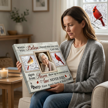 Personalized Cardinal Memorial Canvas Photo Gift for Loss of Loved One - Image 4