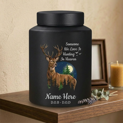 Personalized Deer Hunting Silhouette Stainless Steel Urn for Outdoorsman Dad Grandpa Husband, Hunting In Heaven Custom Adult Ashes Holder, Memorial Keepsake Urn, Memorial Gift, In Loving Memory - Image 4