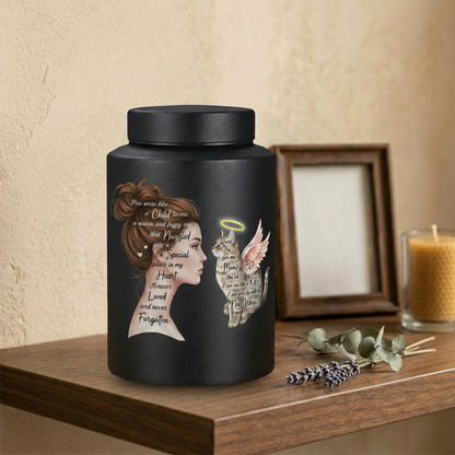 Angel Cat Silhouette Stainless Steel Decorative Cremation Urn For Cat Mom Dad Lovers Loss Of Pet Bereavement Sympathy Gift For Pet Owner Memorial Keepsake Urn, Memorial Gift, In Loving Memory - Image 4
