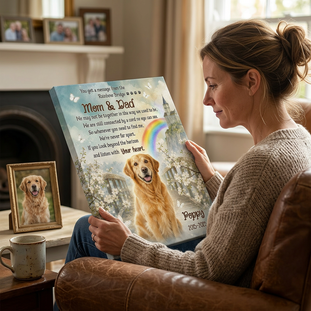 Personalized Pet Memorial Canvas Wall Art - Dog Loss Rainbow Bridge Sympathy Gift - Image 4