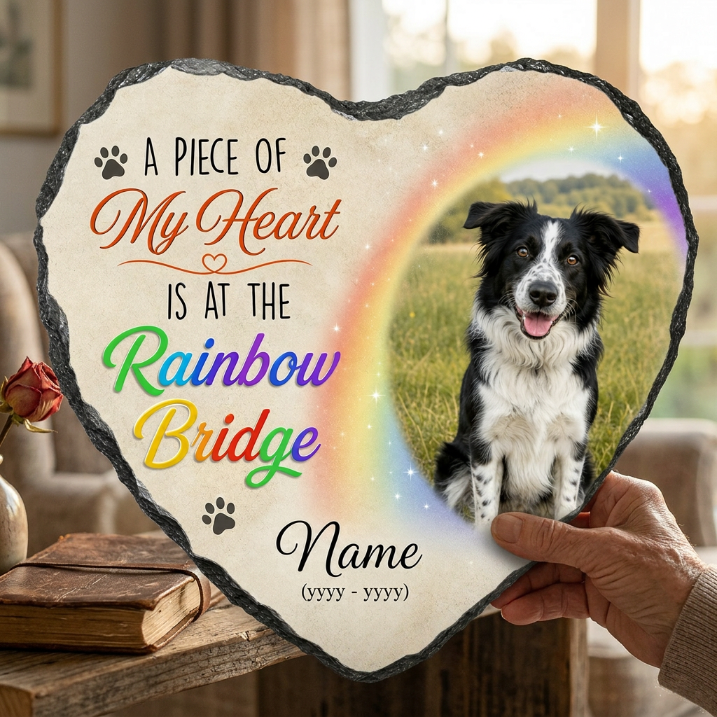 Personalized Rainbow Bridge Dog Memorial Garden Stone Custom Photo Pet Loss Gift - Image 4