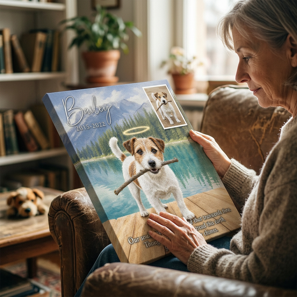 Personalized Dog Memorial Canvas Wall Art Custom Pet Loss Portrait Photo Gift - Image 4