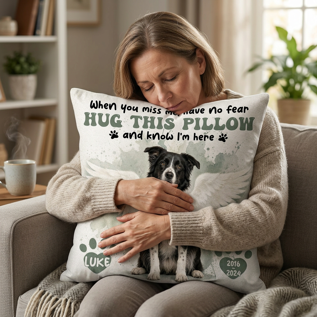 Personalized Pet Memorial Pillow with Photo - Custom Dog Cat Angel Wings Remembrance Gift - Image 4
