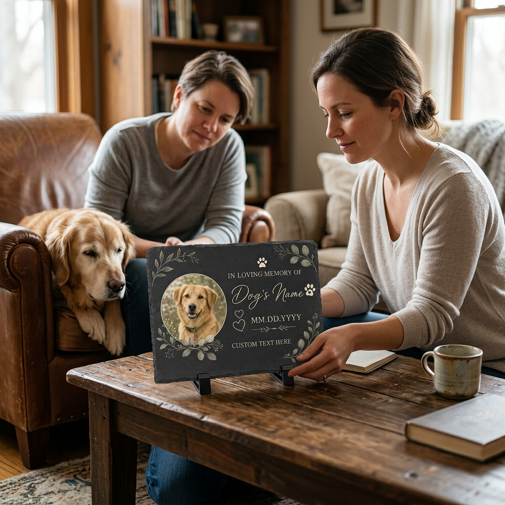 Personalized Pet Memorial Slate Plaque with Photo, Dog Remembrance Garden Stone - Image 4