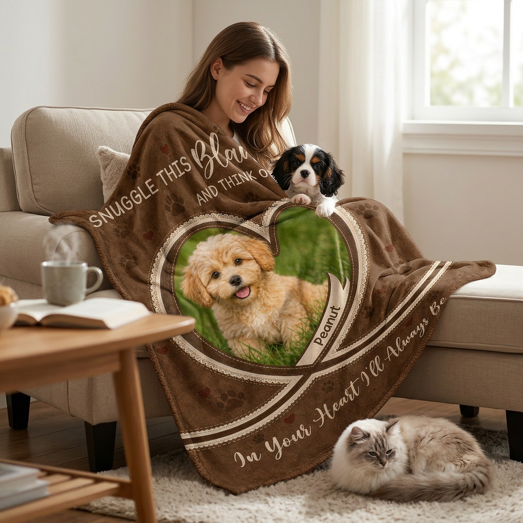 Personalized Pet Memorial Fleece Blanket with Photo, Dog Cat Loss Remembrance Keepsake Gift - Image 4