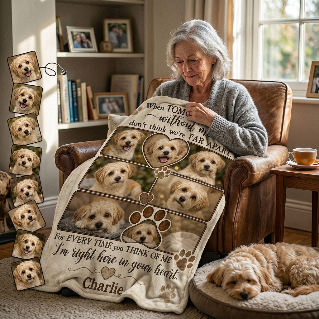 Personalized Pet Memorial Photo Fleece Blanket - When Tomorrow Starts Without Me Dog Loss Gift - Image 4