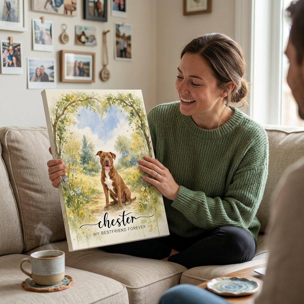 Personalized Pet Memorial Wall Canvas Custom Dog Portrait My Bestfriend Forever Art - Image 4