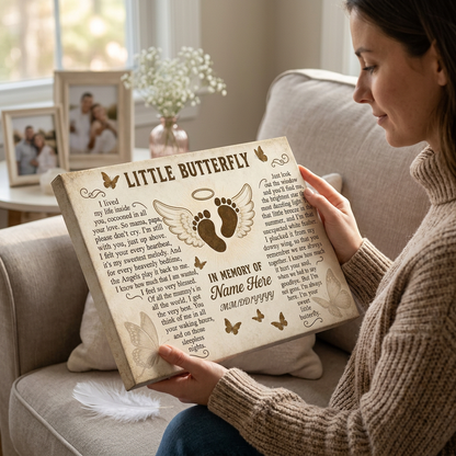 Personalized Miscarriage Memorial Canvas Pregnancy Loss Wall Art Butterfly Baby Remembrance Gift - Image 4