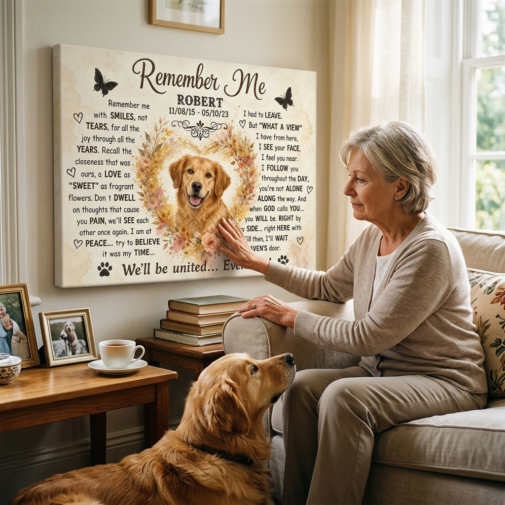 Personalized Dog Memorial Canvas Wall Art - Custom Pet Photo Print with Name & Dates - Image 4