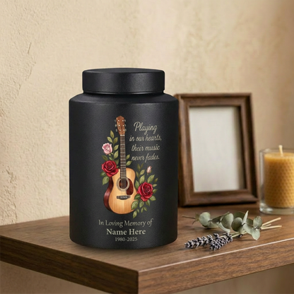 Personalized Guitar Music Lovers Stainless Steel Funeral Urn for Musician Adult Male Female Human Ashes Burial Container Silver Black Gold Red Memorial Keepsake Urn, Memorial Gift, In Loving Memory - Image 4