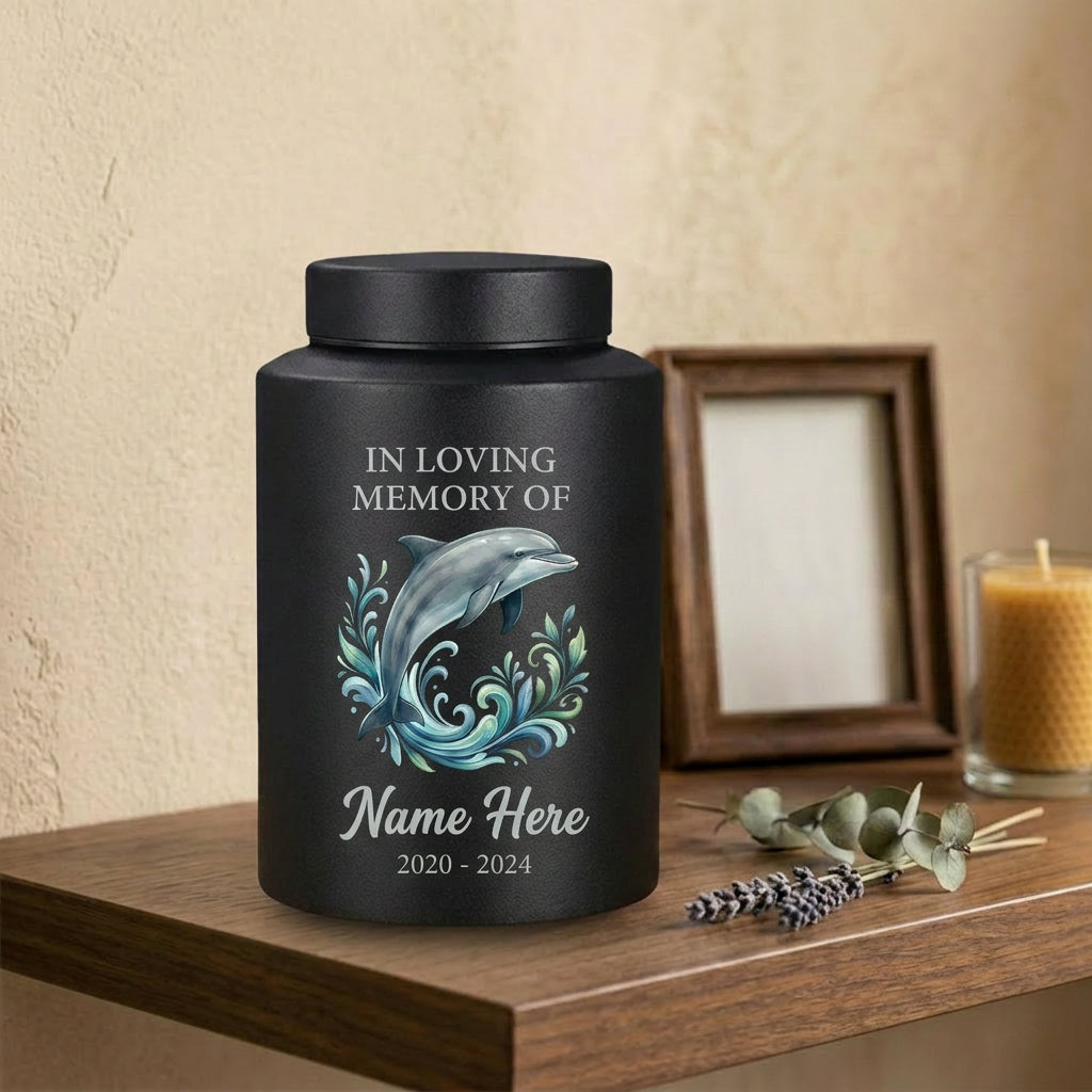 Personalized Dolphin Cremation Urn for Human Ashes Stainless Steel Ocean Lover Tribute Small Large Custom Funeral Keepsake for Mom Dad Adult Memorial Keepsake Urn, Memorial Gift, In Loving Memory - Image 4