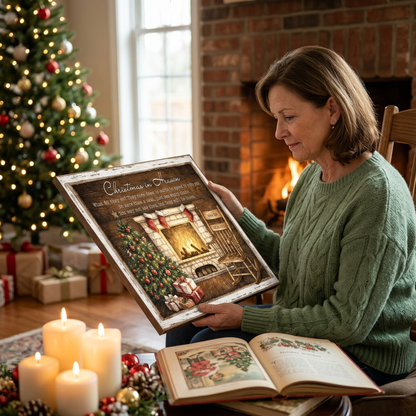 Personalized Christmas In Heaven Memorial Wall Canvas, Empty Chair Sympathy Gift With Name & Dates - Image 4
