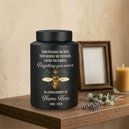 Personalized Honey Bee Stainless Steel Cremation Urn for Human Ashes, Custom Sympathy Remembrance Bereavement Gift for Loss of Loved One, Memorial Keepsake Urn, Memorial Gift, In Loving Memory - Image 4
