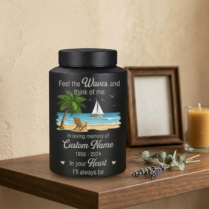 Personalized Beach Ocean Waves Design Stainless Steel Urn for Human Ashes, Loss of Loved One Funeral Bereavement Remembrance Tribute, 2 Sizes, Memorial Keepsake Urn, Memorial Gift, In Loving Memory - Image 4