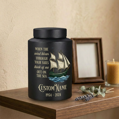 Personalized Sail Boat Stainless Steel Urn for Human Ashes, Custom Name Date Ocean Tribute for Dad Grandpa Sailor, Adult Size, Memorial Keepsake Urn, Memorial Gift, In Loving Memory - Image 4