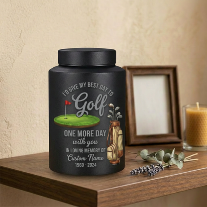 Personalized Golf Player Memorial UV Printed Stainless Steel Urn for Father Grandfather Golfer Enthusiast Adult Human Ashes 2 Sizes Memorial Keepsake Urn, Memorial Gift, In Loving Memory - Image 4