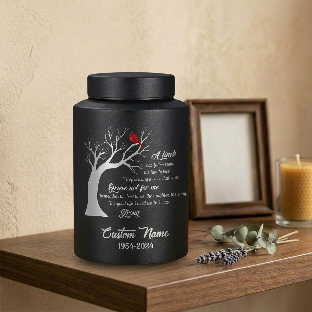 Personalized Cardinal Bird Stainless Steel Cremation Ash Urn For Family Member Loss Of Loved One Funeral Bereavement Display 2 Sizes Memorial Keepsake Urn, Memorial Gift, In Loving Memory - Image 4