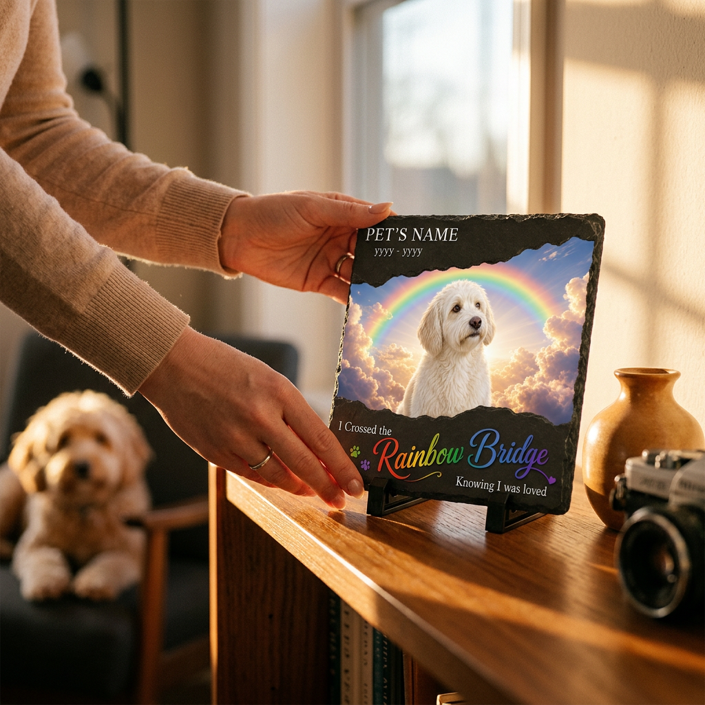 Personalized Rainbow Bridge Dog Memorial Slate Stone – Pet Loss Sympathy Gift - Image 4