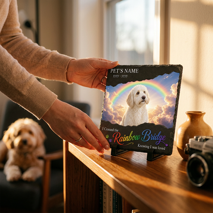 Personalized Rainbow Bridge Dog Memorial Slate Stone – Pet Loss Sympathy Gift - Image 4