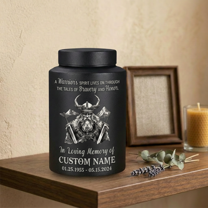 Personalized Valhalla Viking Nordic Runes Stainless Steel Cremation Ash Container For Veteran Warrior Father Son Funeral Small Large Memorial Keepsake Urn, Memorial Gift, In Loving Memory - Image 4