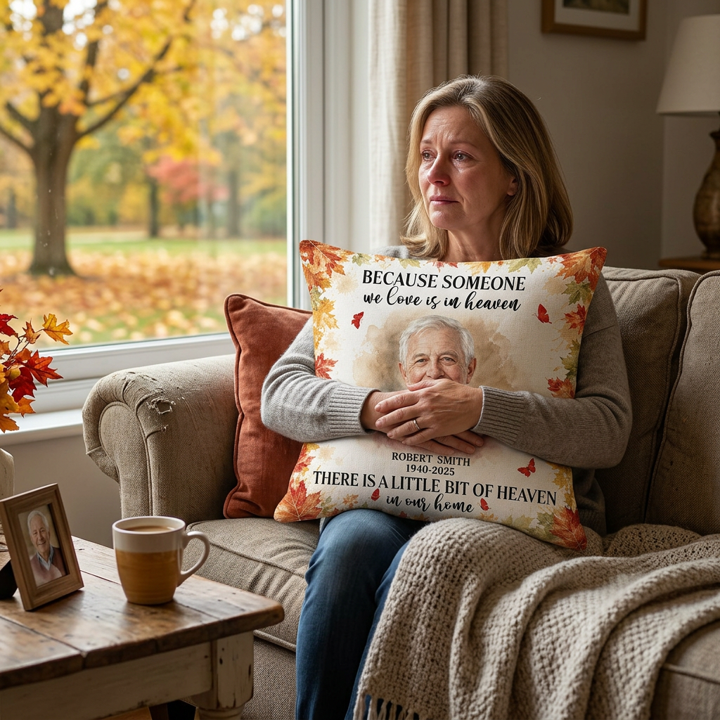 Personalized Photo Memorial Pillow - A Little Bit of Heaven in Our Home Remembrance Gift - Image 4