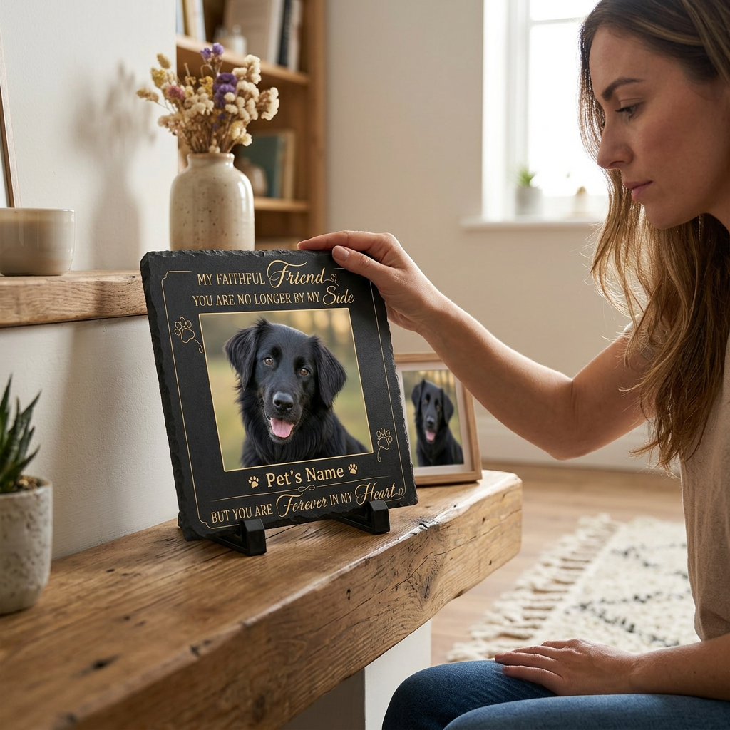 Personalized Dog Memorial Garden Stone with Photo – Pet Loss Sympathy Gift - Image 4