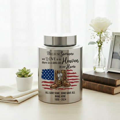 Personalized Veteran Military US Army Stainless Steel Large Urn Soldier Remembrance Tribute Home Decor Display Silver Black Gold Red Memorial Keepsake Urn, Memorial Gift, In Loving Memory - Image 5