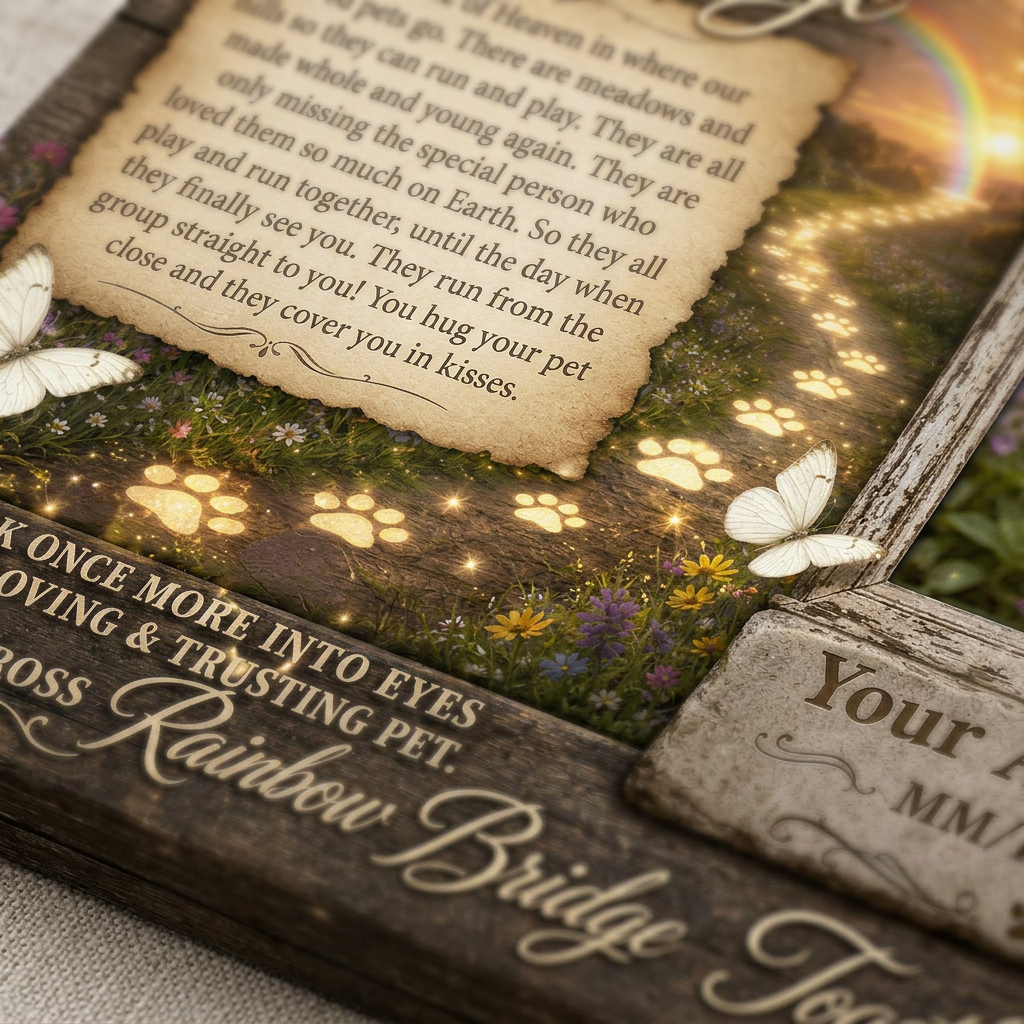 Personalized Pet Memorial Canvas, Rainbow Bridge Dog Loss Gift, Custom Photo Sympathy Wall Art - Image 5