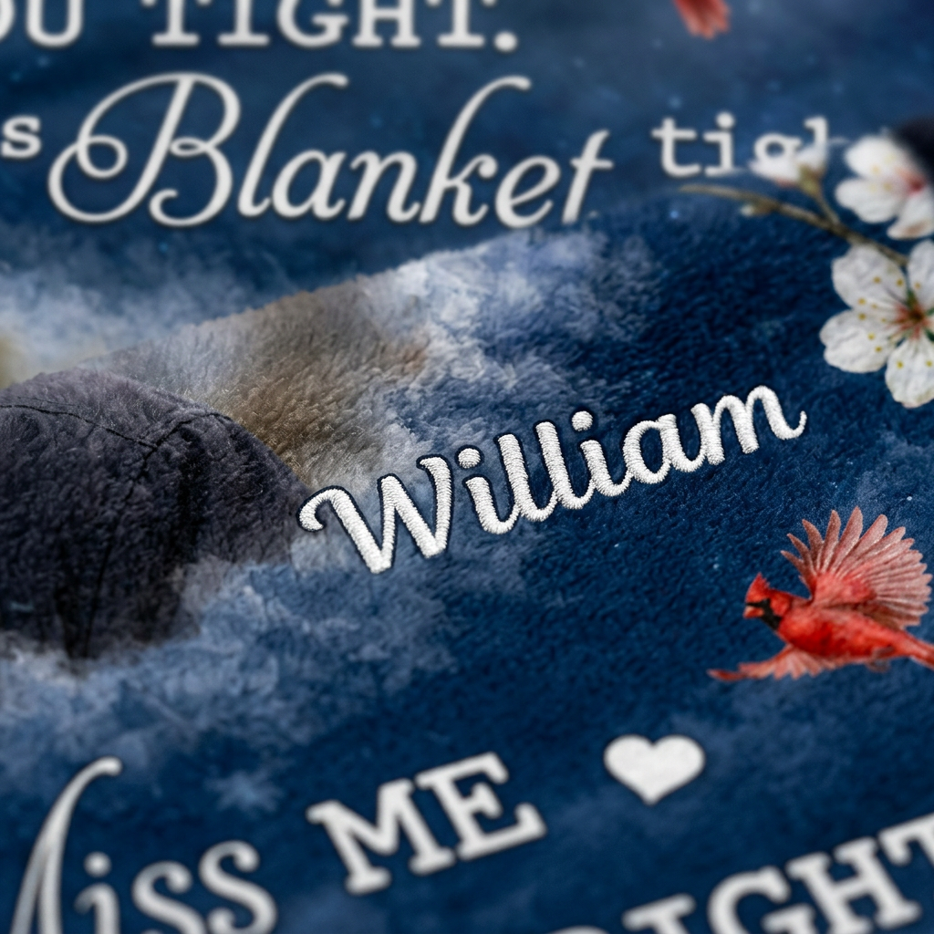 Personalized Hugs From Heaven Memorial Photo Fleece Blanket - Loss of Father Sympathy Gift - Image 5