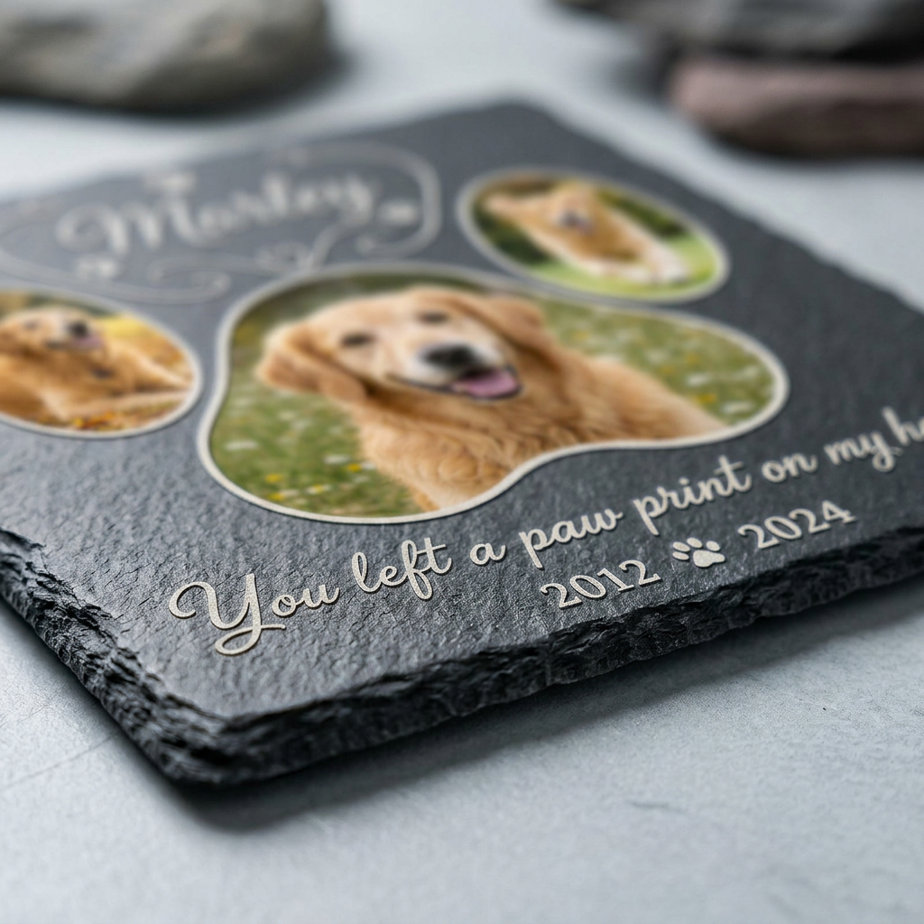 Personalized Dog Memorial Garden Stone – Paw Print Pet Loss Gift with Photo - Image 5