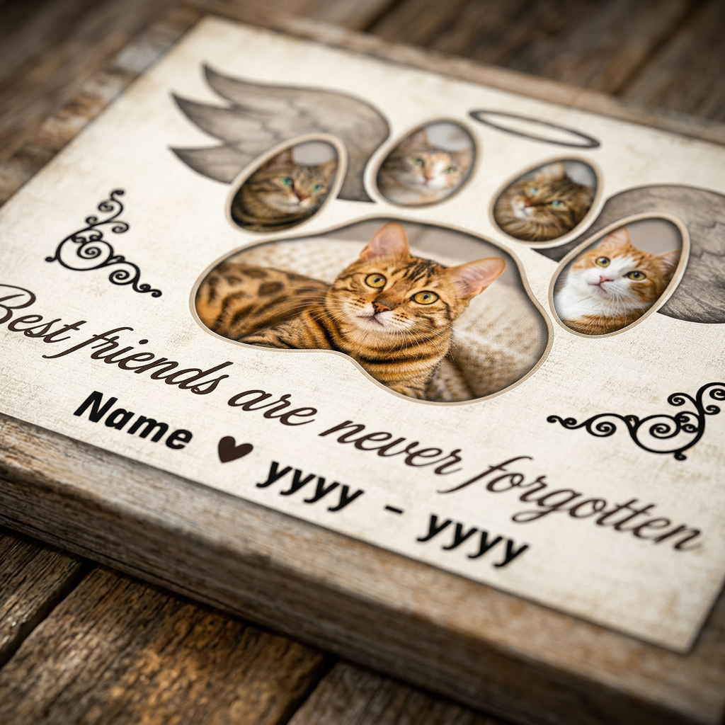 Personalized Cat Memorial Photo Collage Canvas Wall Art – Custom Pet Loss Gift - Image 5