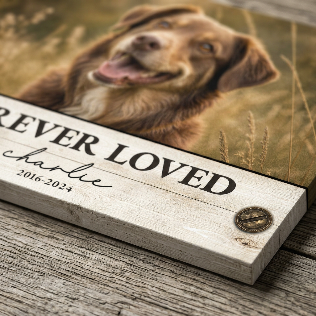 Personalized Pet Memorial Wall Canvas Custom Dog Photo Memorial Sign Forever Loved - Image 5