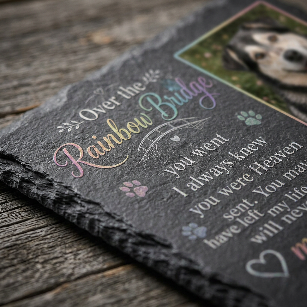 Personalized Rainbow Bridge Dog Memorial Garden Stone, Pet Loss Remembrance Gift - Image 5