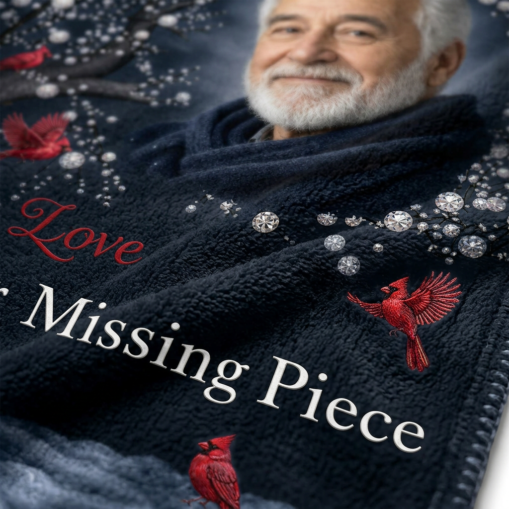 Personalized Photo Memorial Fleece Blanket with Cardinals - Sympathy Gift for Loss of Loved One - Image 5