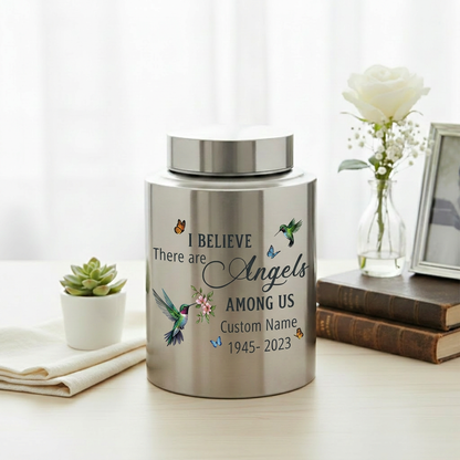 Personalized Hummingbird Angels Among Us Stainless Steel Cremation Urn for Human Ashes, Sympathy Bereavement Keepsake for Loss of Loved One, Memorial Keepsake Urn, Memorial Gift, In Loving Memory - Image 5