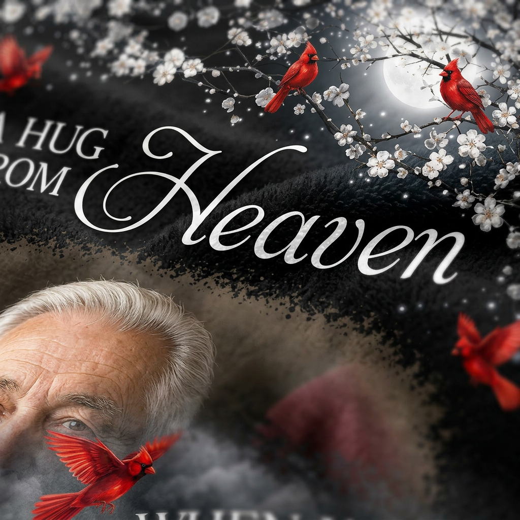 Personalized Photo Memorial Fleece Blanket - A Hug From Heaven Cardinal Sympathy Gift - Image 5