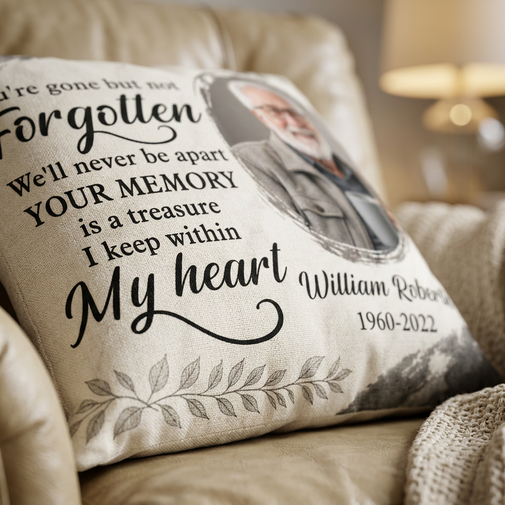 Personalized Memorial Photo Pillow With Name And Dates - Sympathy Gift For Loss Of Loved One - Image 5