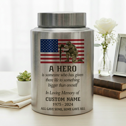 Personalized Military Veteran Hero Quote Stainless Steel Urn for Soldier Army Armed Forces Tribute Funeral Service Bereavement Small Large Memorial Keepsake Urn, Memorial Gift, In Loving Memory - Image 5