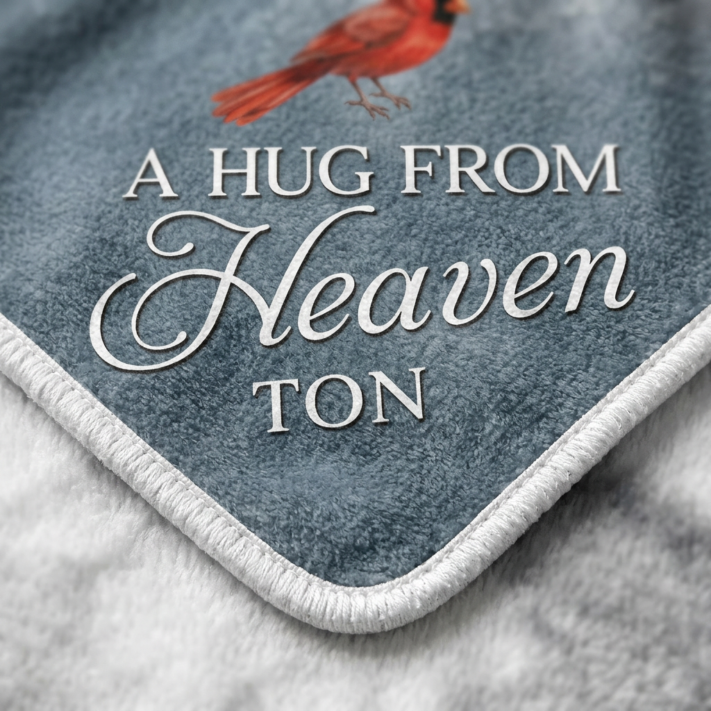 Personalized Photo Memorial Fleece Blanket - A Hug From Heaven Cardinal Sympathy Gift - Image 5