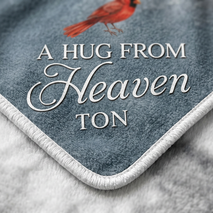 Personalized Photo Memorial Fleece Blanket - A Hug From Heaven Cardinal Sympathy Gift - Image 5