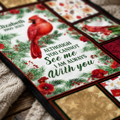 Personalized Cardinal Memorial Fleece Blanket - Christmas Sympathy Gift for Loss of Loved One - Image 5